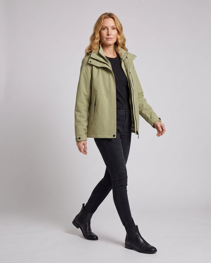 Unisex waterproof softshell all-weather jacket with removable fleece inner jacket and hood
