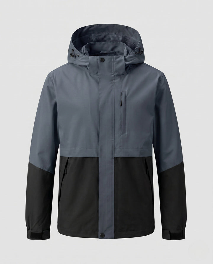 Unisex two-tone softshell jacket with hood, wind and water-repellent outdoor performance