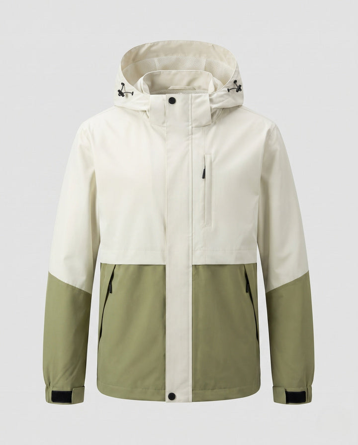 Unisex two-tone softshell jacket with hood, wind and water-repellent outdoor performance