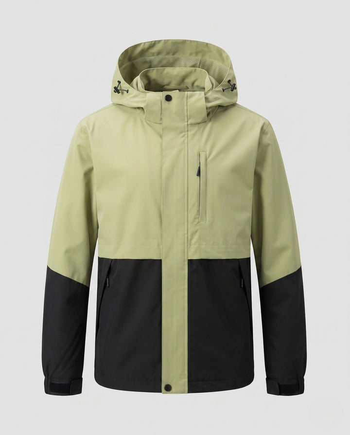Unisex two-tone softshell jacket with hood, wind and water-repellent outdoor performance