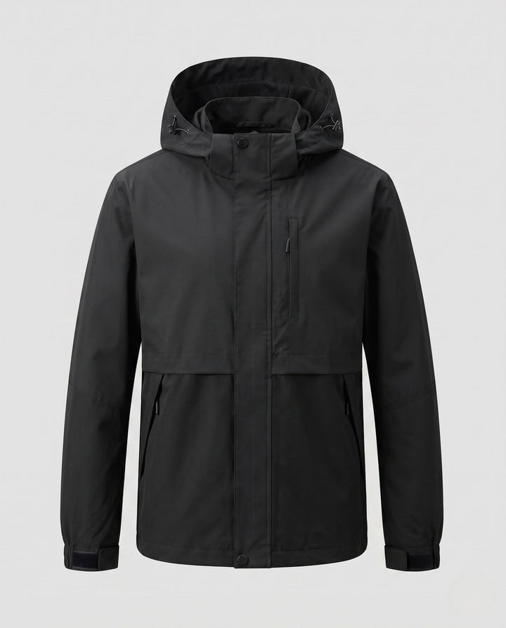Unisex two-tone softshell jacket with hood, wind and water-repellent outdoor performance