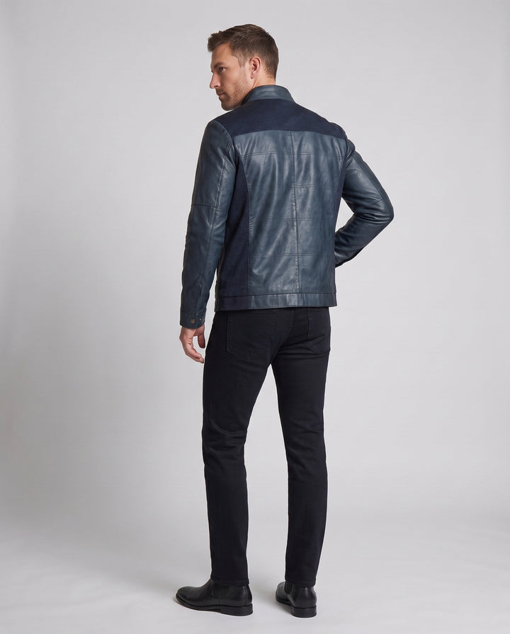 Men's blouson jacket in utility look with stand-up collar and contrast sleeves