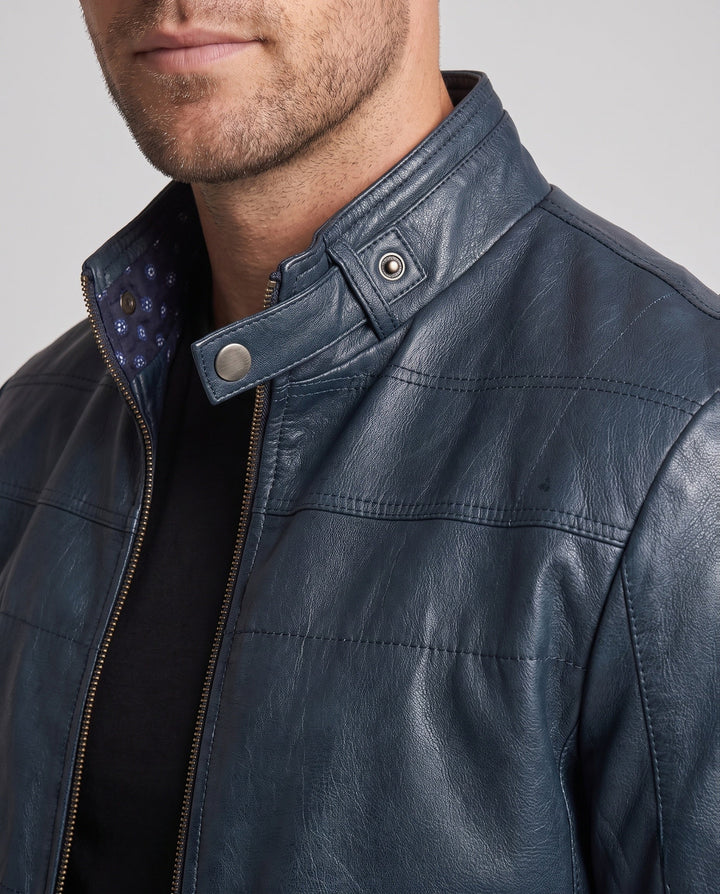 Men's blouson jacket in utility look with stand-up collar and contrast sleeves