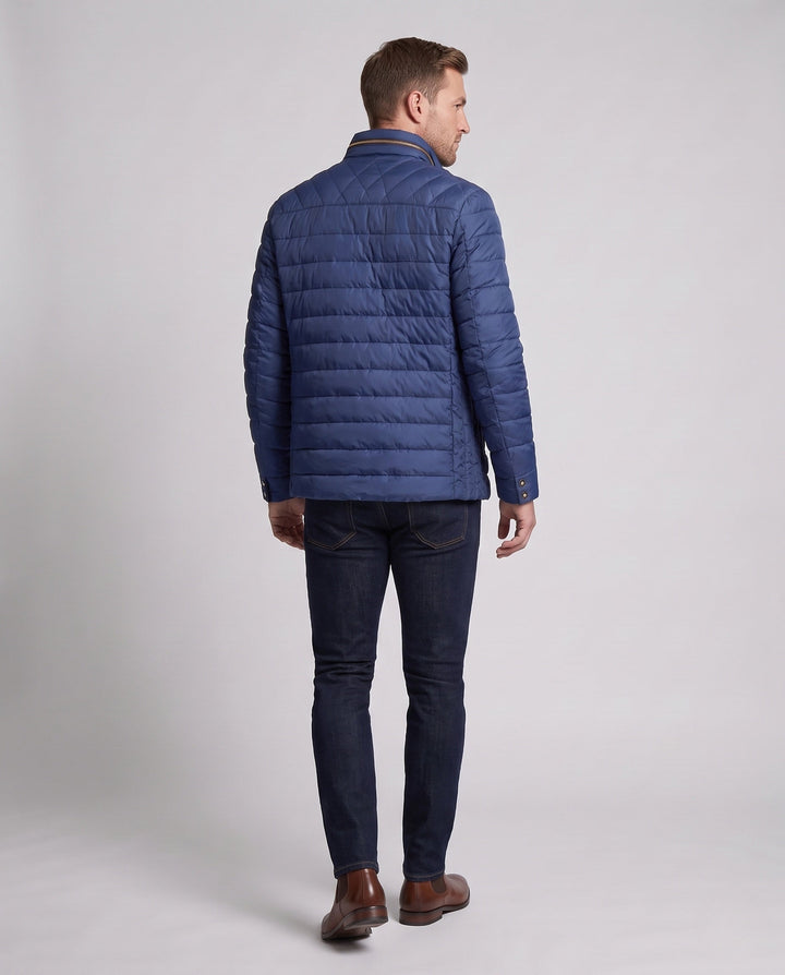 Men's quilted stand collar transitional jacket with light thermal insulation