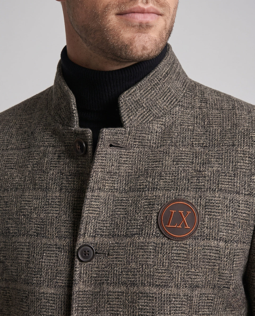 Men's Short Stand-Up Collar Coat with Padded Filling