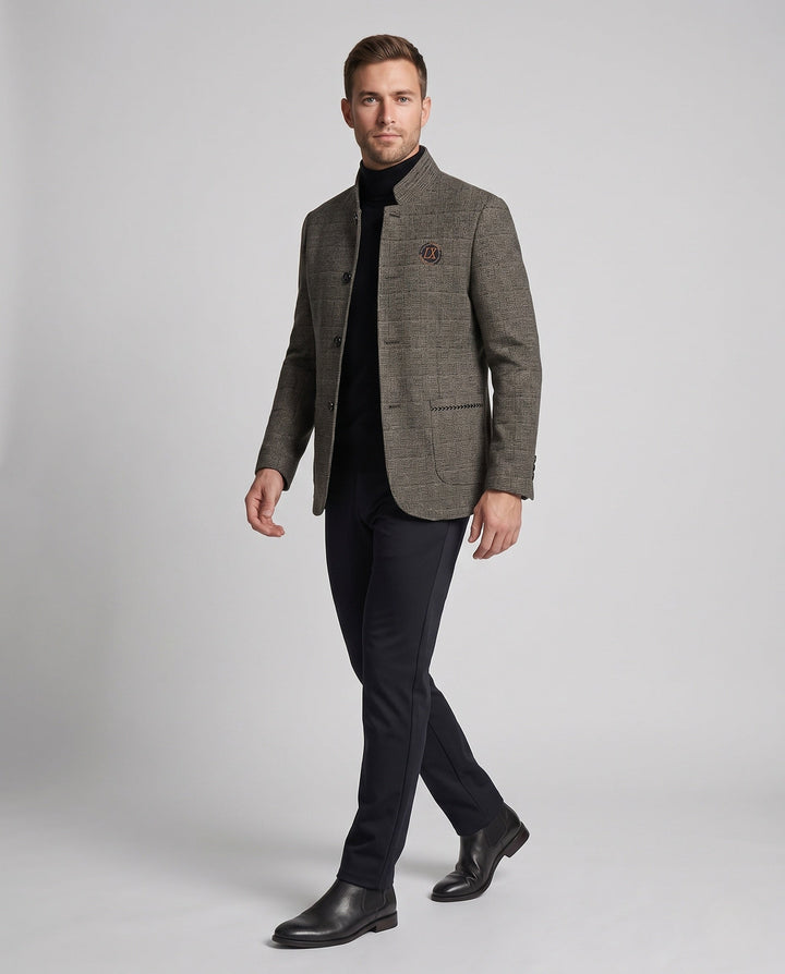 Men's Short Stand-Up Collar Coat with Padded Filling