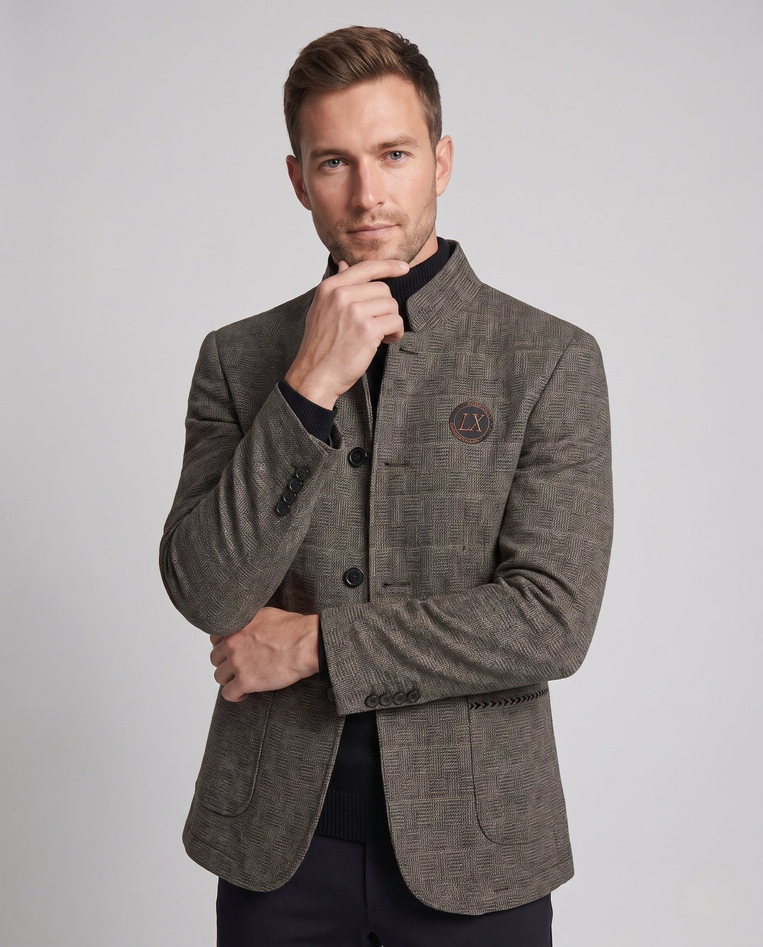 Men's Short Stand-Up Collar Coat with Padded Filling
