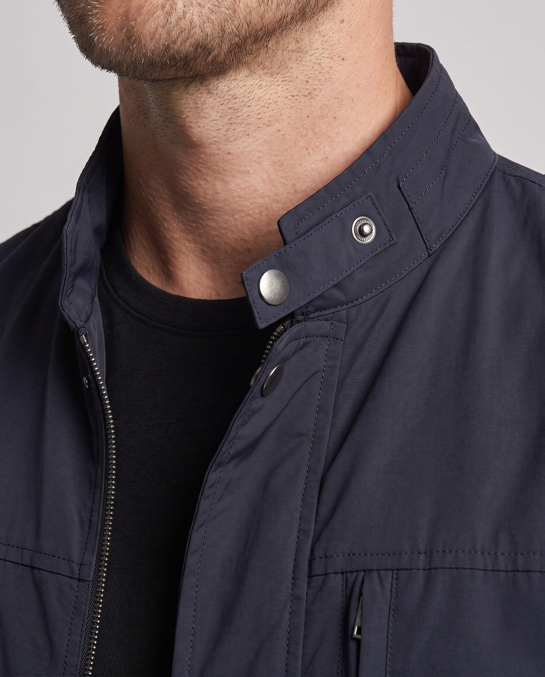 Men's lightweight stand-up collar field jacket made from functional water-repellent material