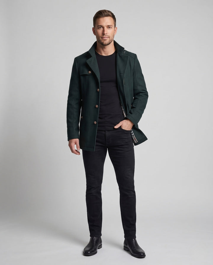 Men's transitional jacket in fieldcoat style with patterned lining
