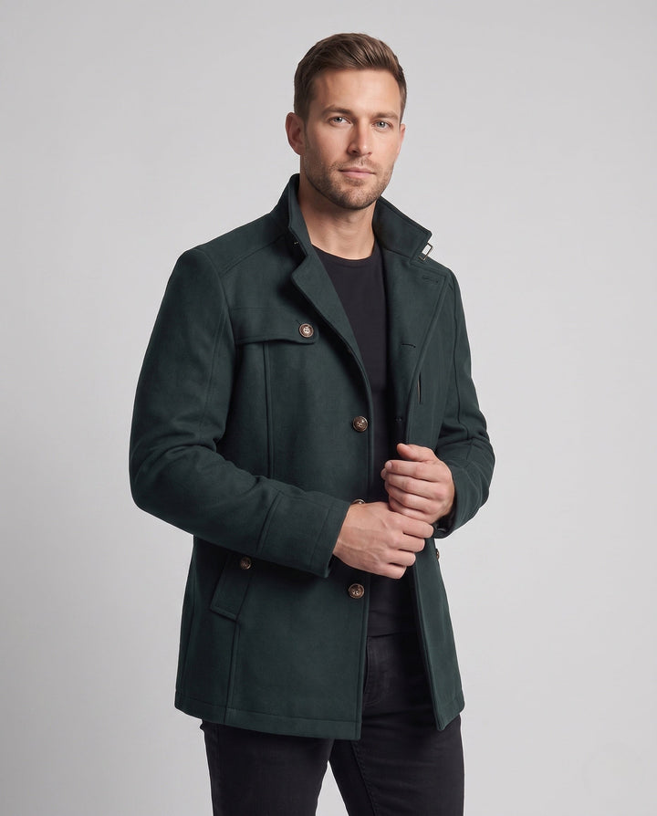 Men's transitional jacket in fieldcoat style with patterned lining