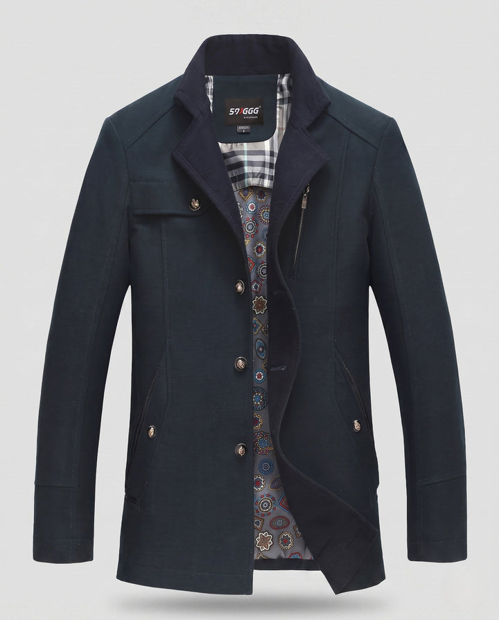 Men's transitional jacket in fieldcoat style with patterned lining