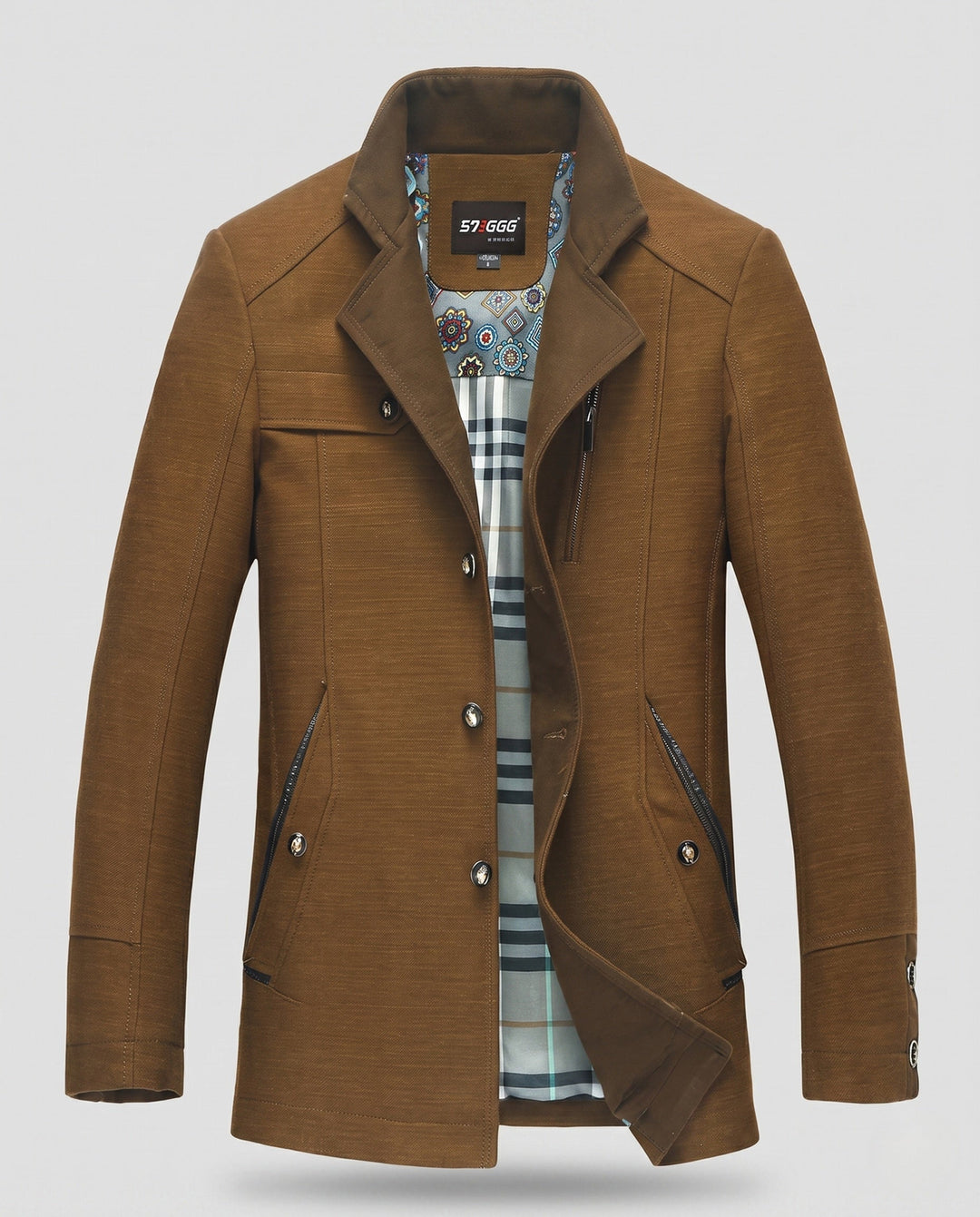 Men's transitional jacket in fieldcoat style with patterned lining