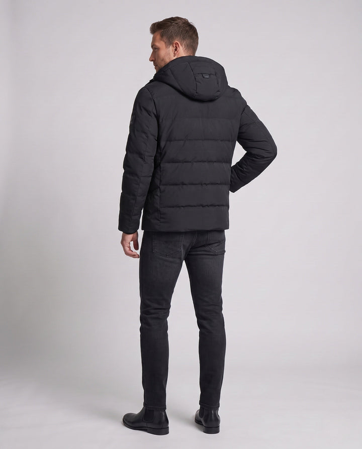 Men Water-repellent Padded Down Jacket with Hood and High-quality Duck Down Filling