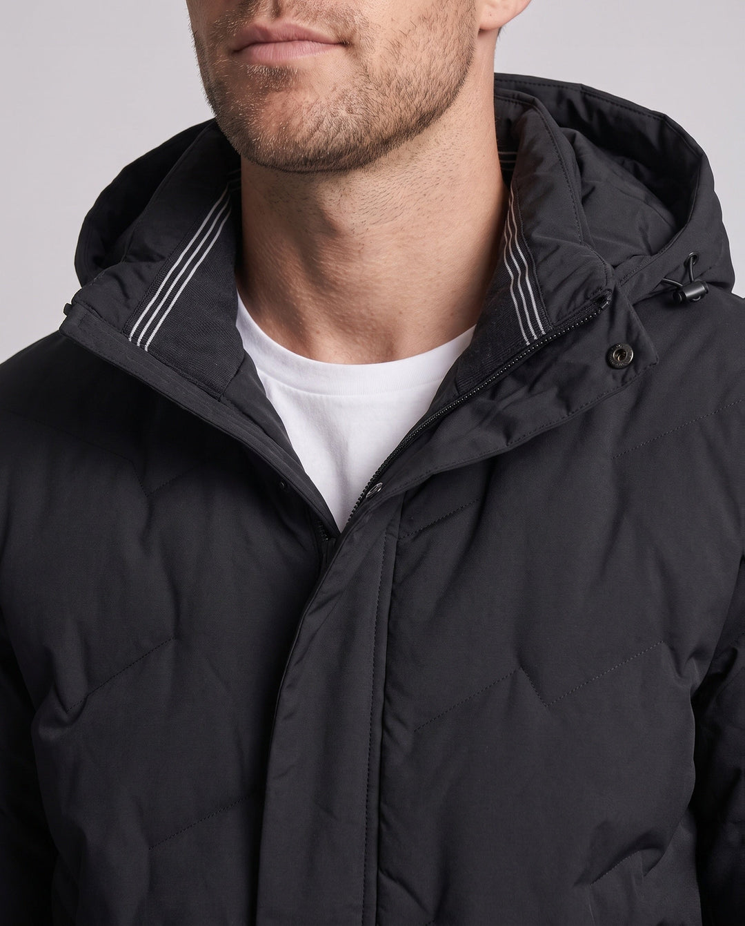 Men Water-repellent Padded Down Jacket with Hood and High-quality Duck Down Filling