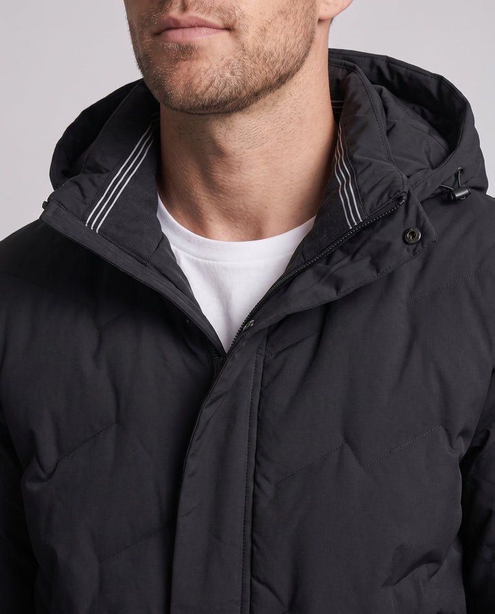 Men Water-repellent Padded Down Jacket with Hood and High-quality Duck Down Filling