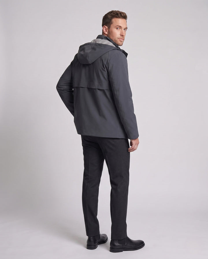 Men's Water-Repellent Padded Jacket with Hood and Down Filling