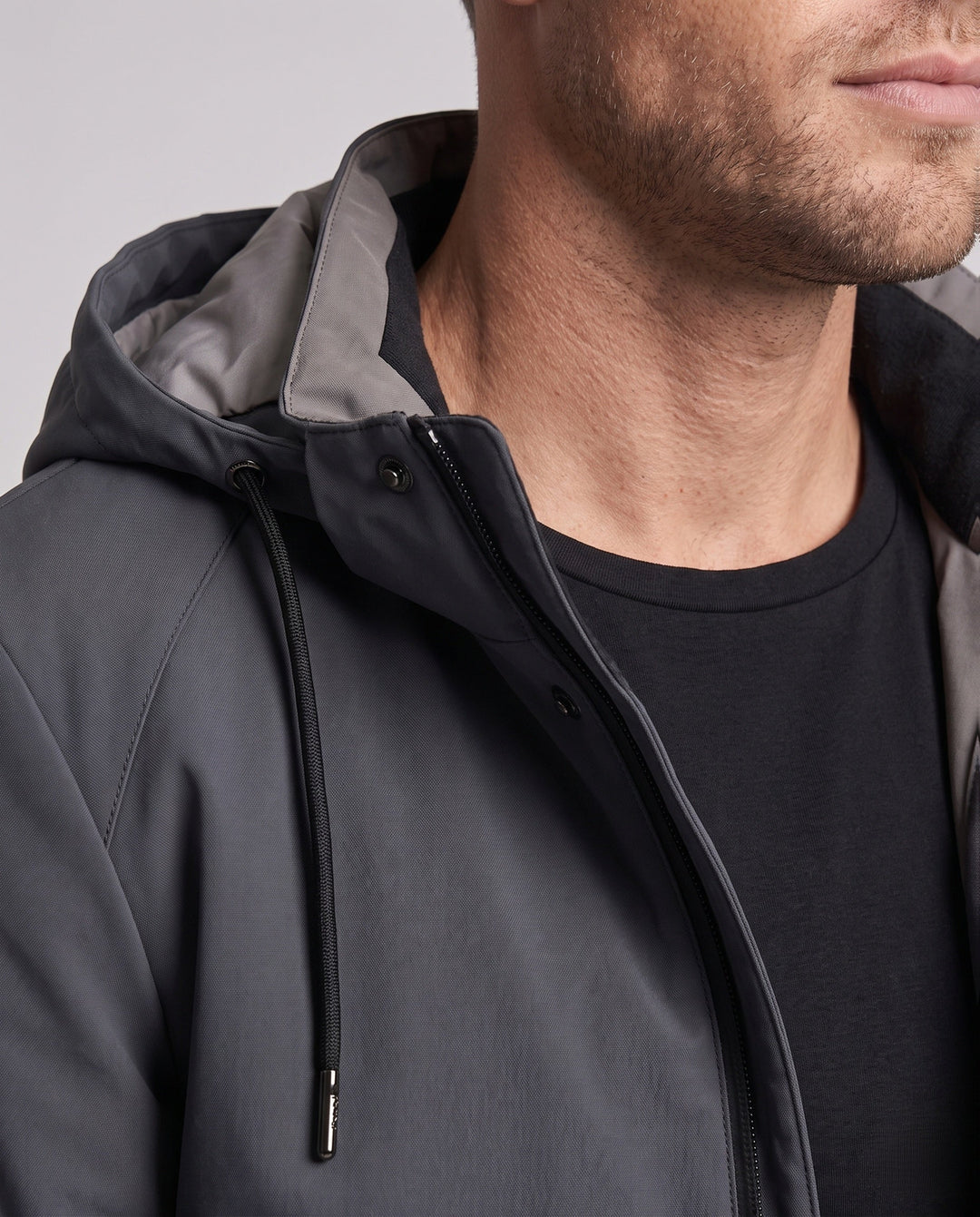 Men's Water-Repellent Padded Jacket with Hood and Down Filling