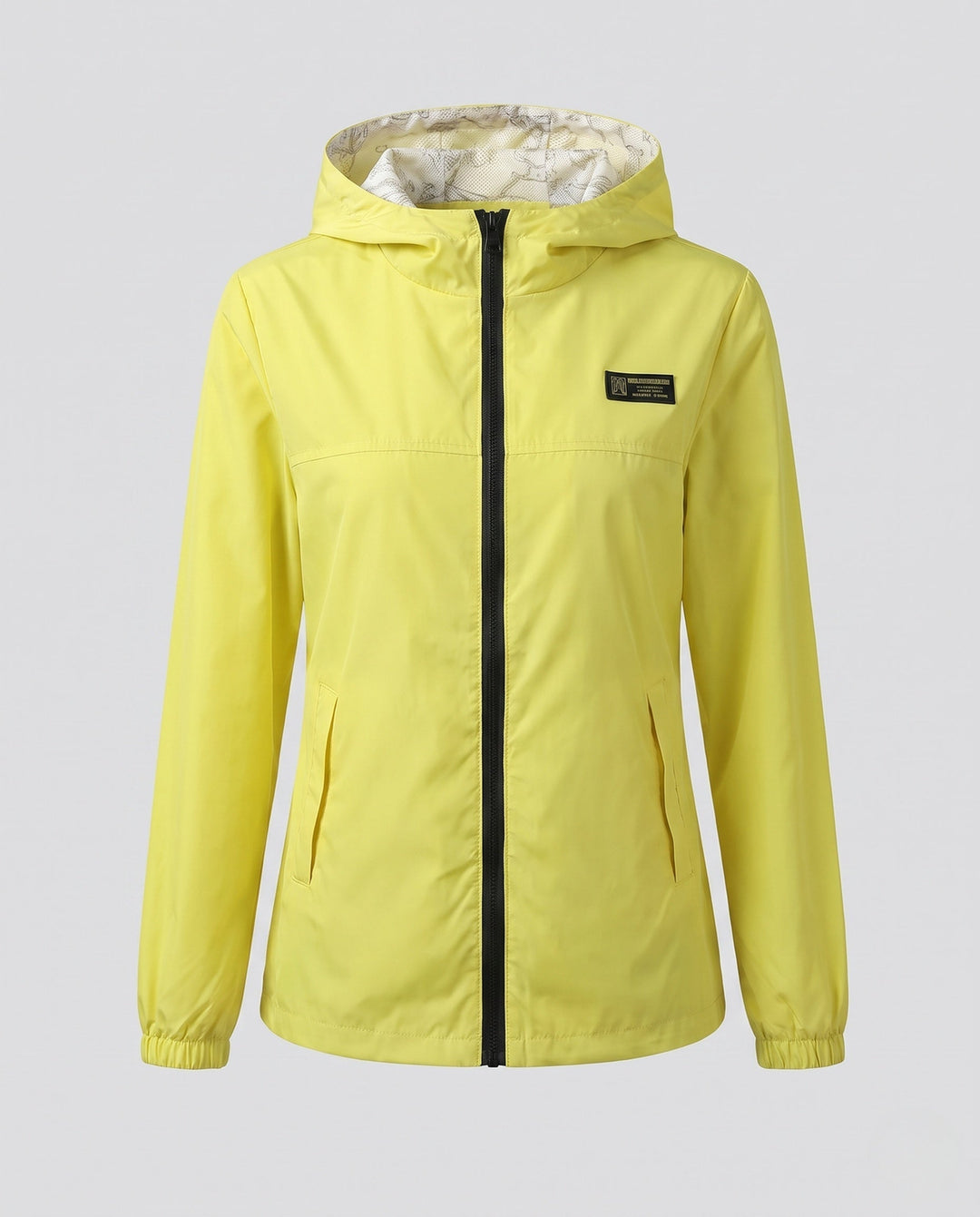 Women's lightweight hooded windbreaker with breathable lining and zipper