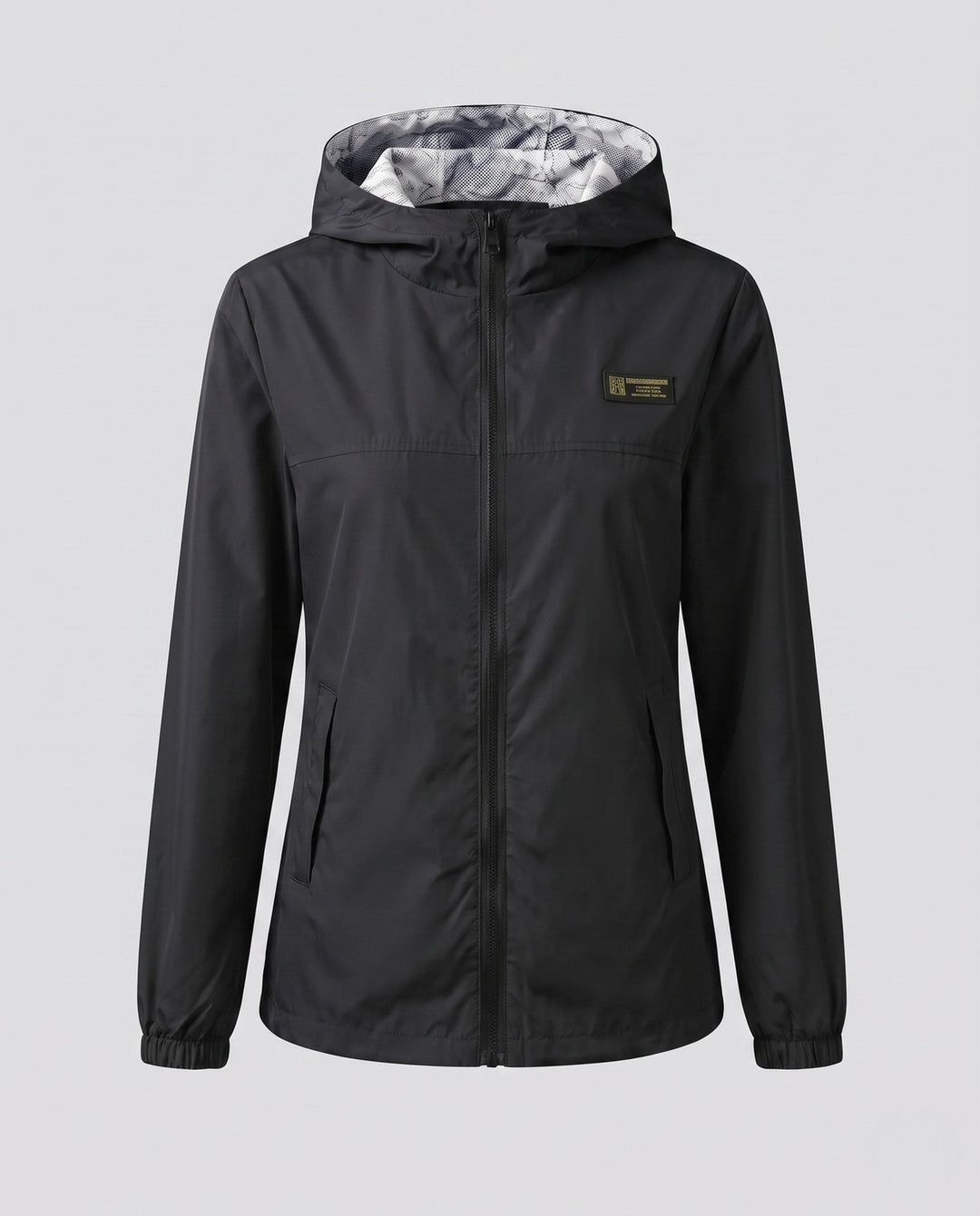 Women's lightweight hooded windbreaker with breathable lining and zipper
