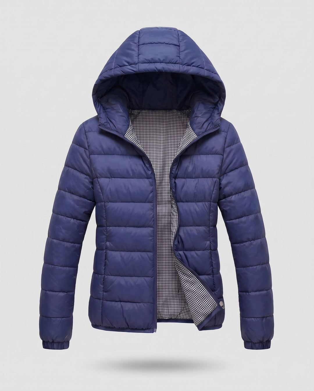 Women's ultra-lightweight quilted hooded jacket with thermal lining and slim fit