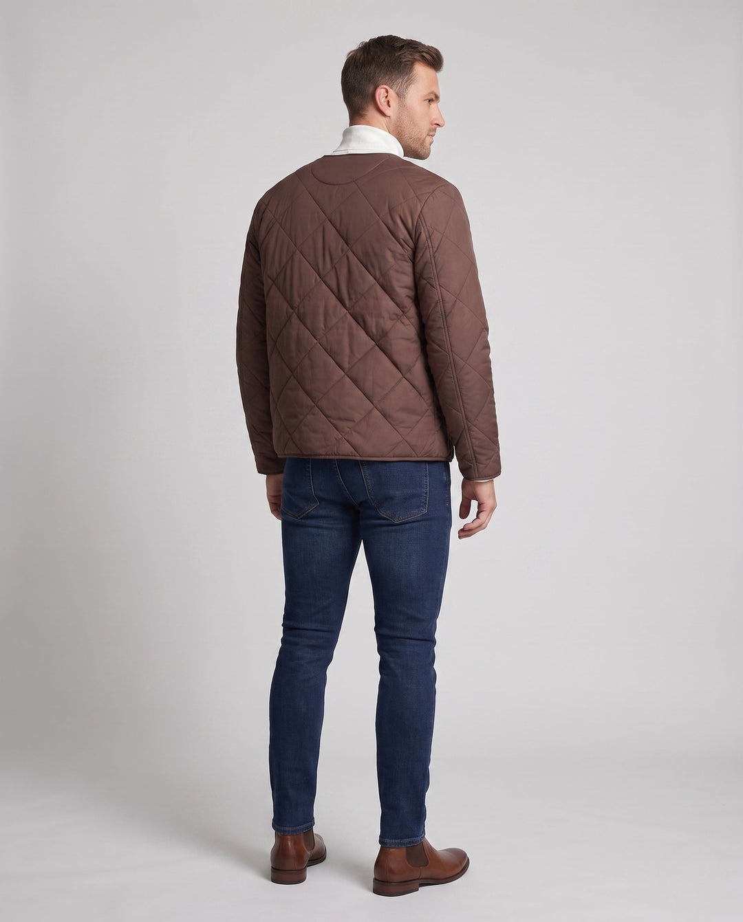 Men's quilted transitional jacket with teddy lining