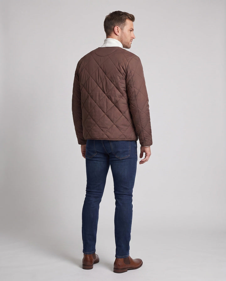 Men's quilted transitional jacket with teddy lining
