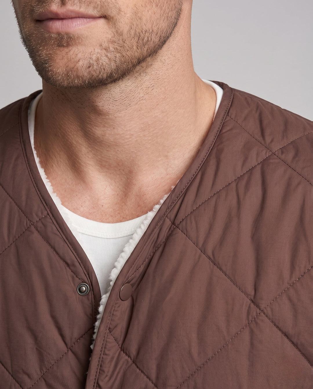 Men's quilted transitional jacket with teddy lining