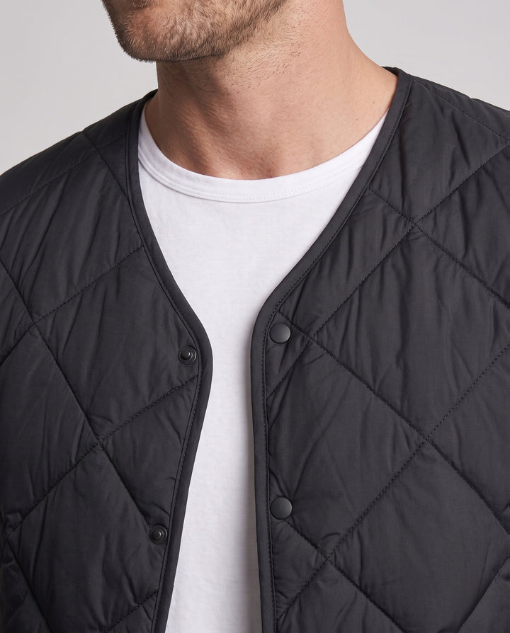 Men's Lightweight Short Sleeve Padded Jacket with Press Studs and Padding