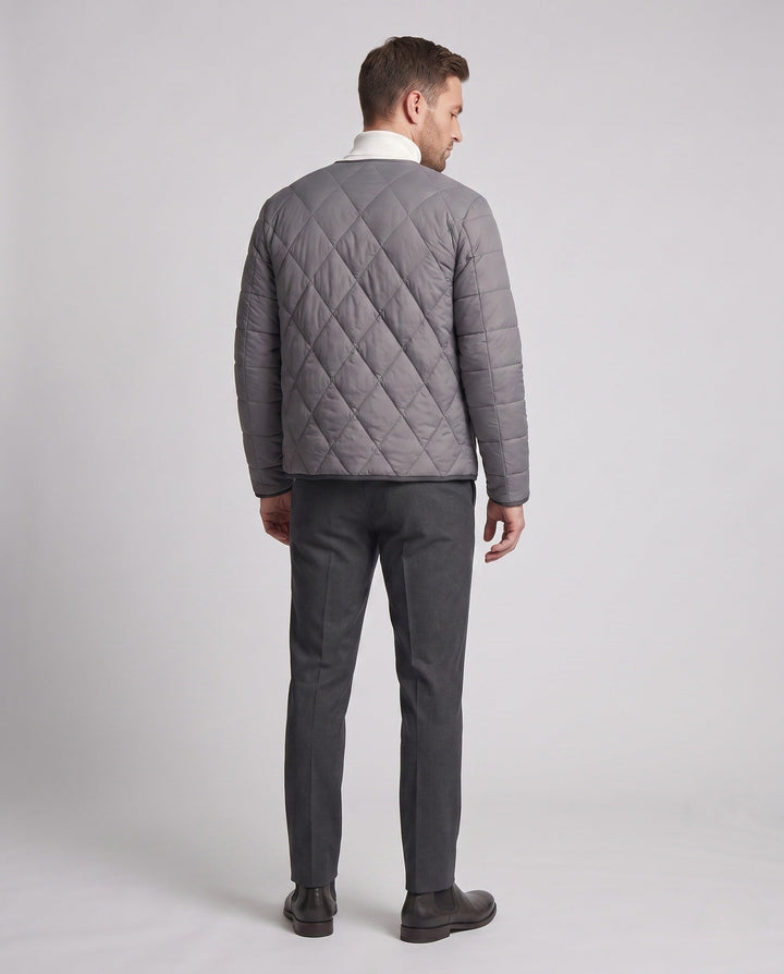 Men's quilted jacket with teddy lining and snap button closure