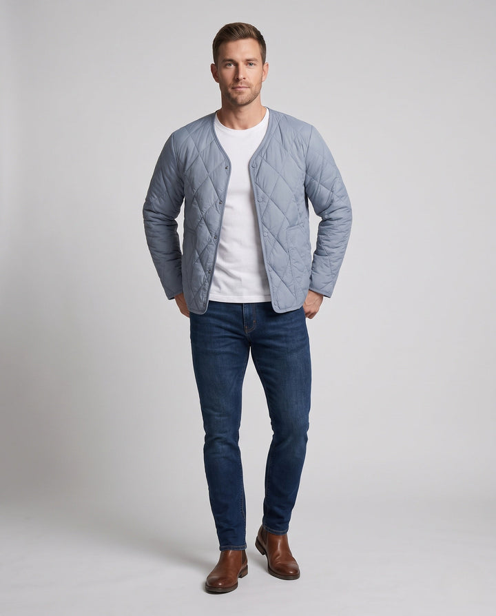Men's ultra-light quilted inner jacket with snap buttons