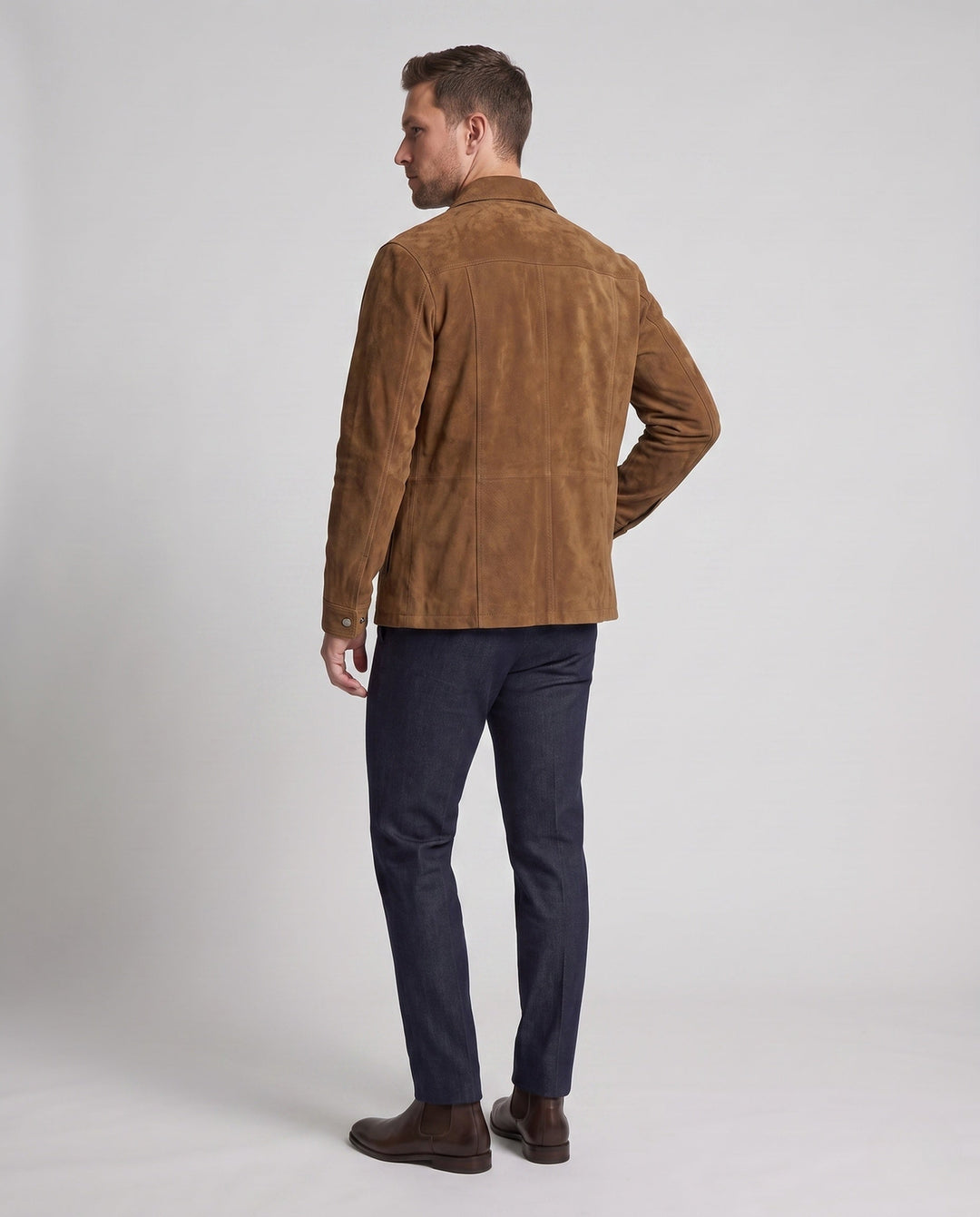 Men's Casual Cord Shirt Jacket with Chest Pocket, Snap Button Placket and Soft Texture