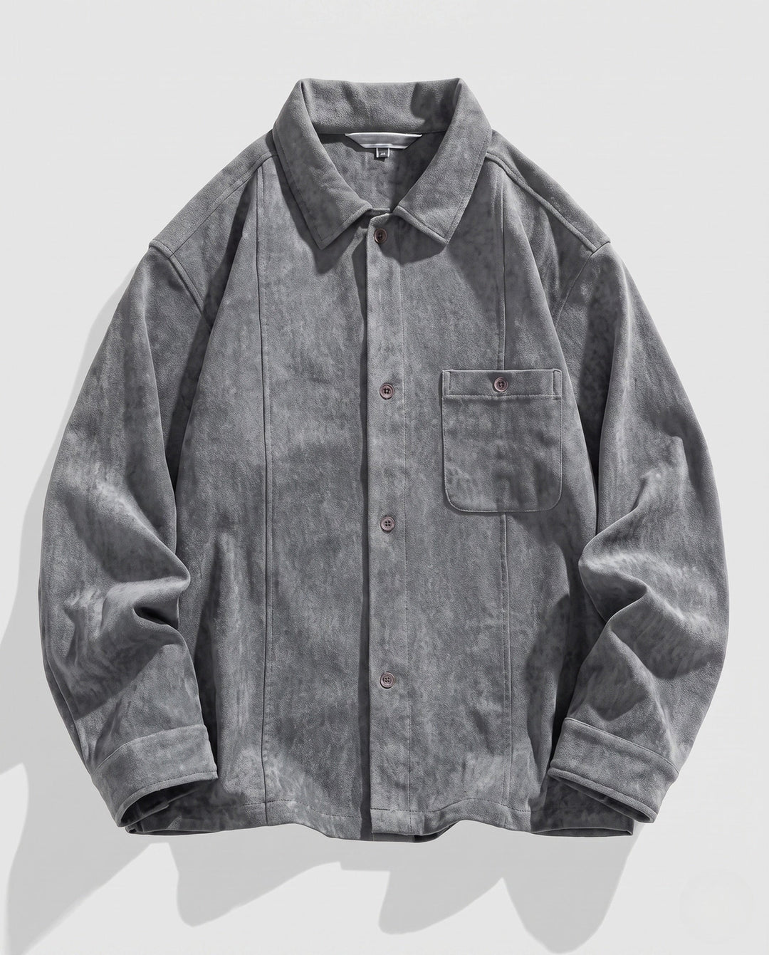 Men's Casual Cord Shirt Jacket with Chest Pocket, Snap Button Placket and Soft Texture