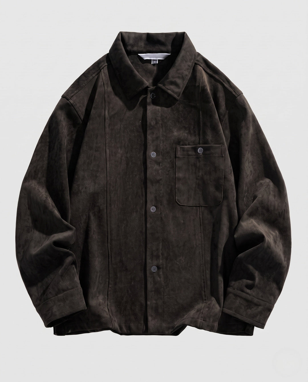 Men's Casual Cord Shirt Jacket with Chest Pocket, Snap Button Placket and Soft Texture