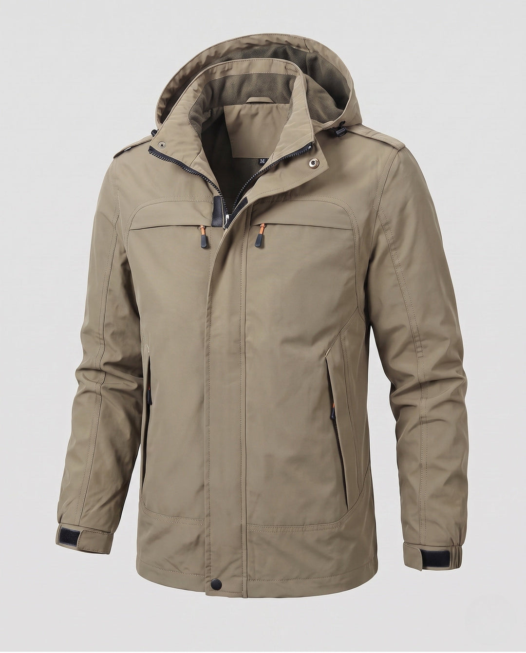 Men's Lightweight Functional Jacket in Field Style with Hood, Multiple Pockets and Velcro Cuffs