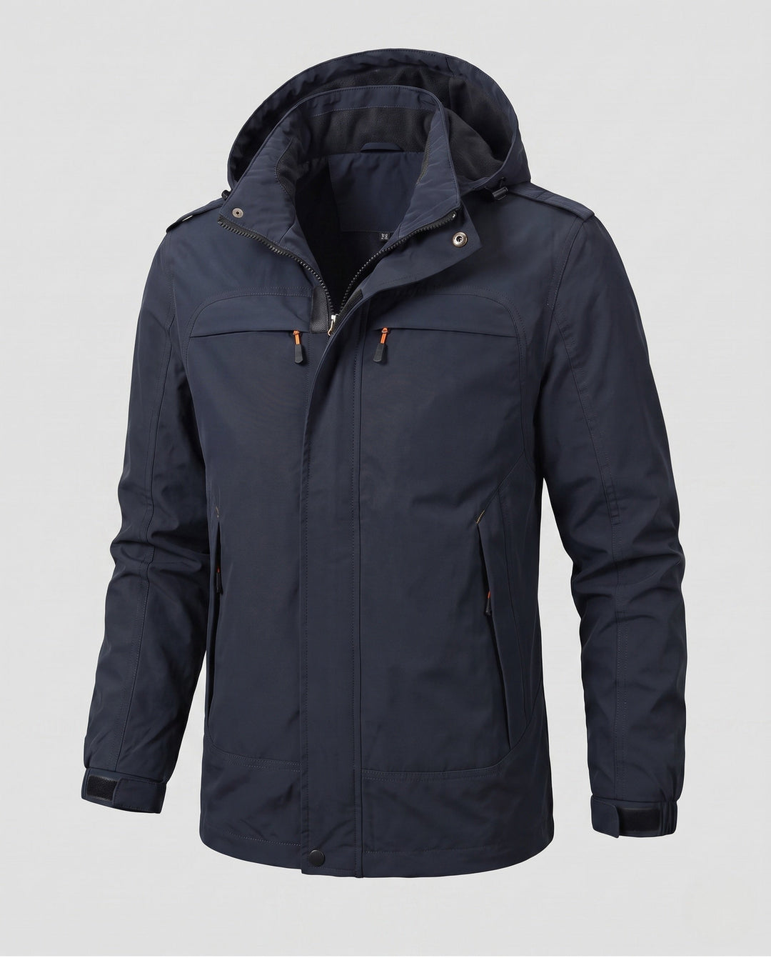 Men's Lightweight Functional Jacket in Field Style with Hood, Multiple Pockets and Velcro Cuffs