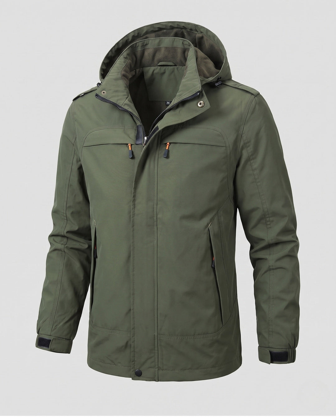 Men's Lightweight Functional Jacket in Field Style with Hood, Multiple Pockets and Velcro Cuffs