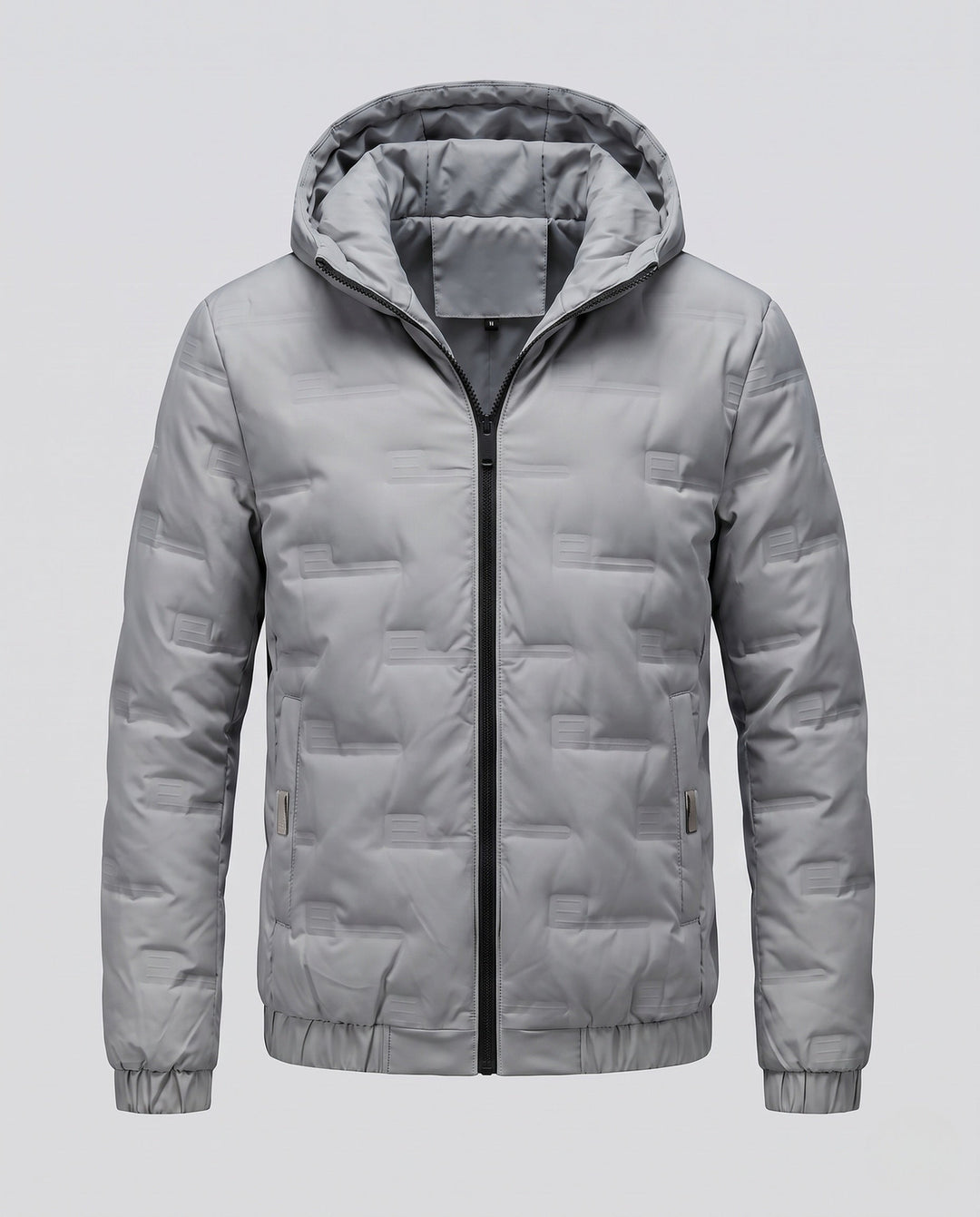 Men's Lightweight Quilted Thermal Hooded Jacket with Minimalist Block Stitching and Elastic Hem