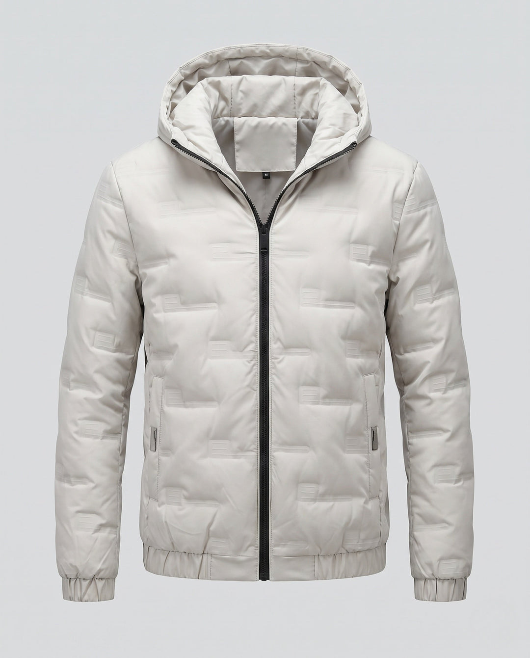 Men's Lightweight Quilted Thermal Hooded Jacket with Minimalist Block Stitching and Elastic Hem