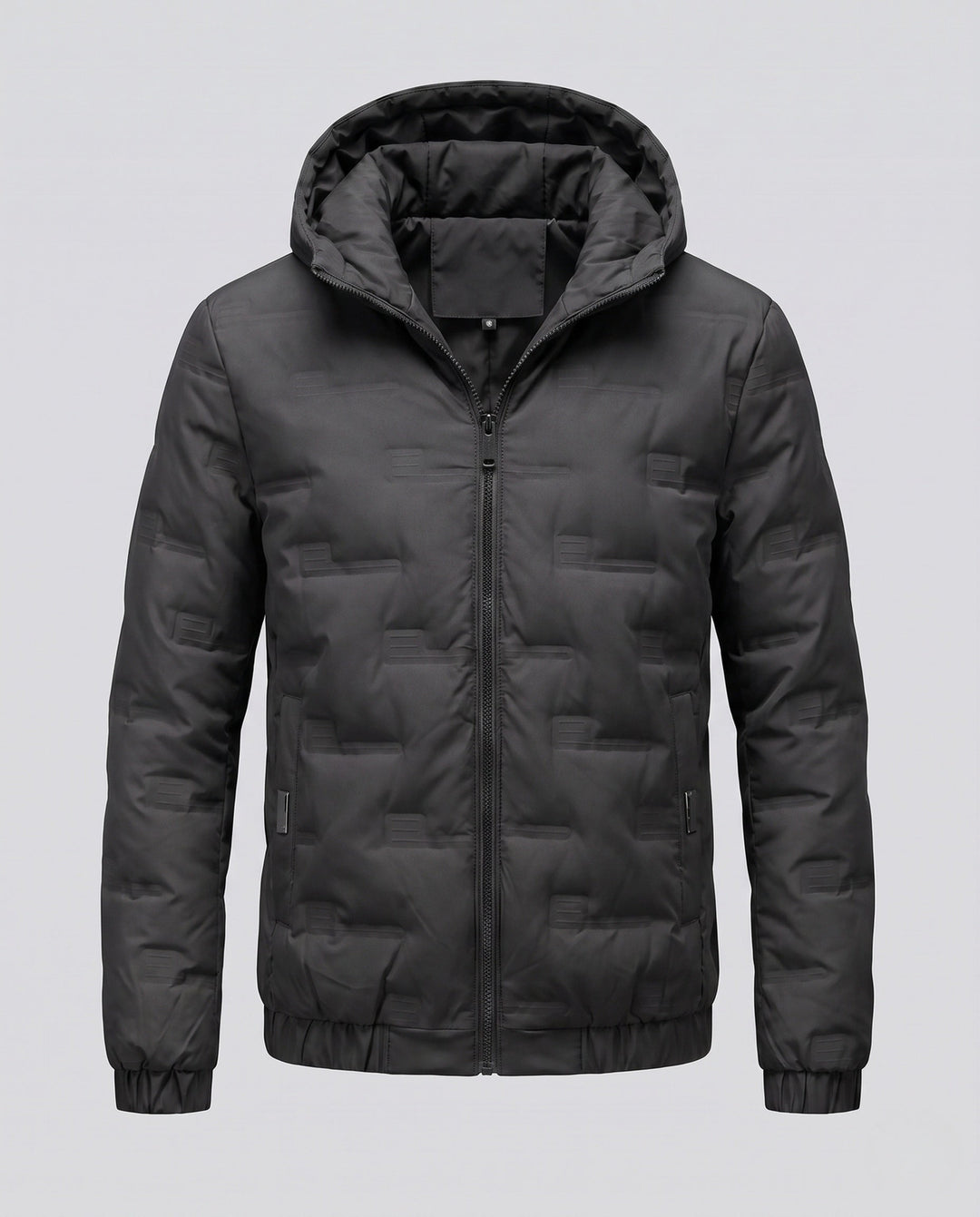 Men's Lightweight Quilted Thermal Hooded Jacket with Minimalist Block Stitching and Elastic Hem