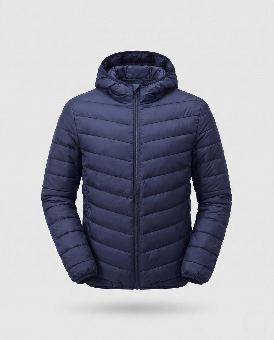 Men's ultralight quilted jacket with hood, windproof and packable