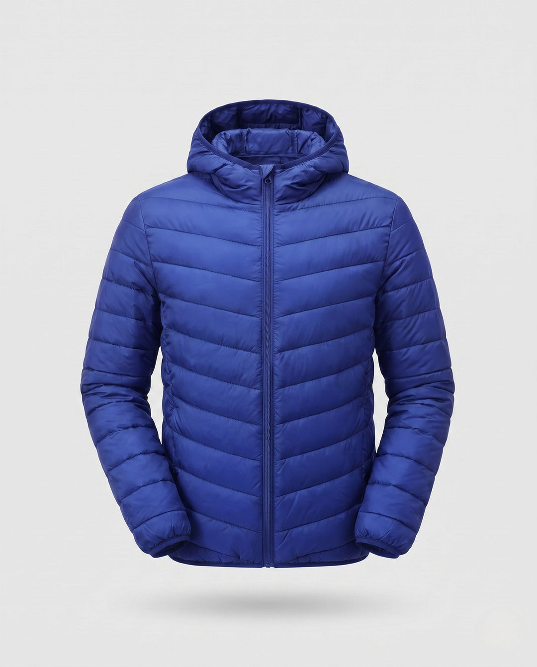Men's ultralight quilted jacket with hood, windproof and packable