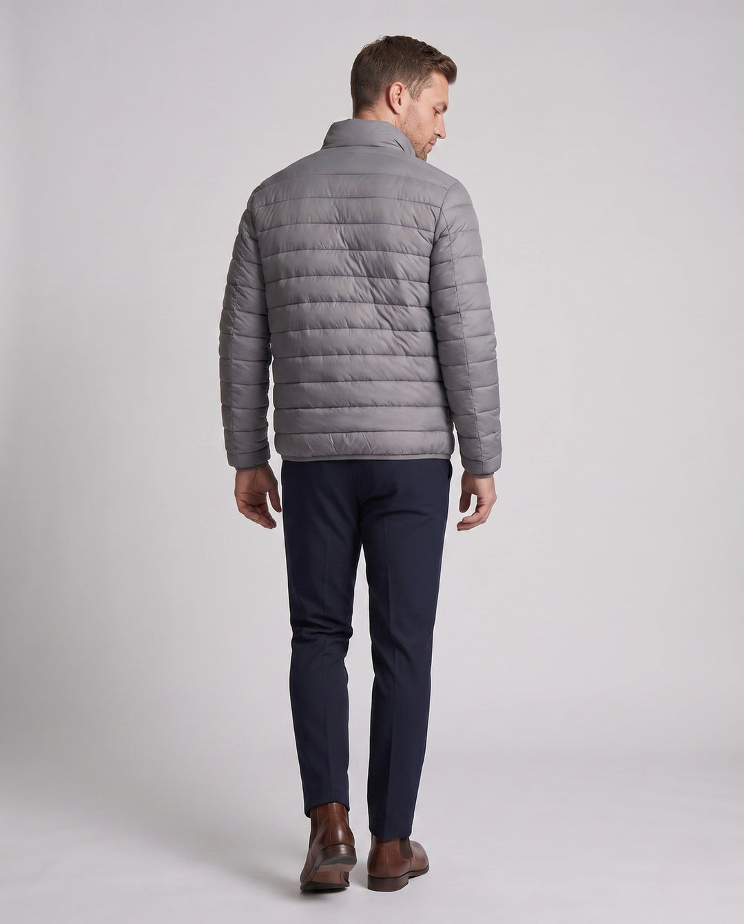 Men's ultralight quilted jacket in minimal design with heat-insulating synthetic filling