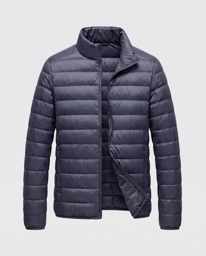 Men's ultralight quilted jacket in minimal design with heat-insulating synthetic filling