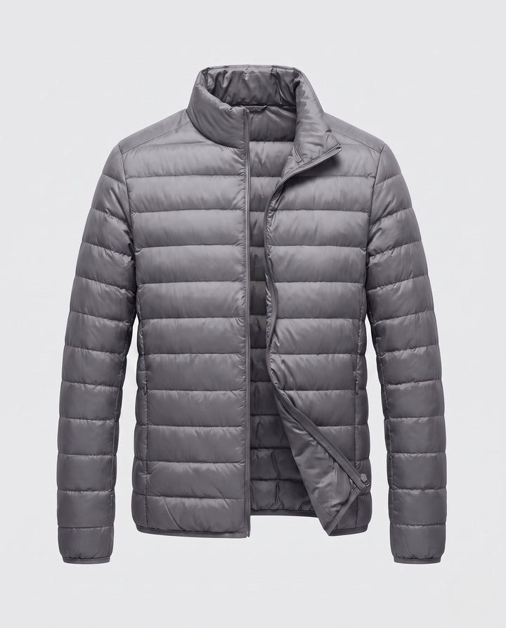 Men's ultralight quilted jacket in minimal design with heat-insulating synthetic filling