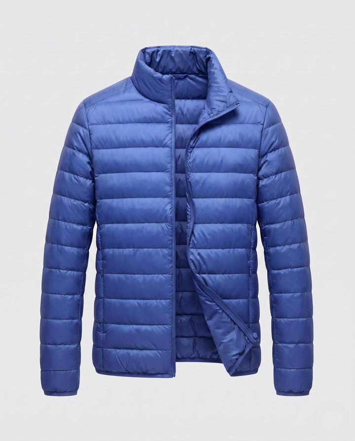 Men's ultralight quilted jacket in minimal design with heat-insulating synthetic filling