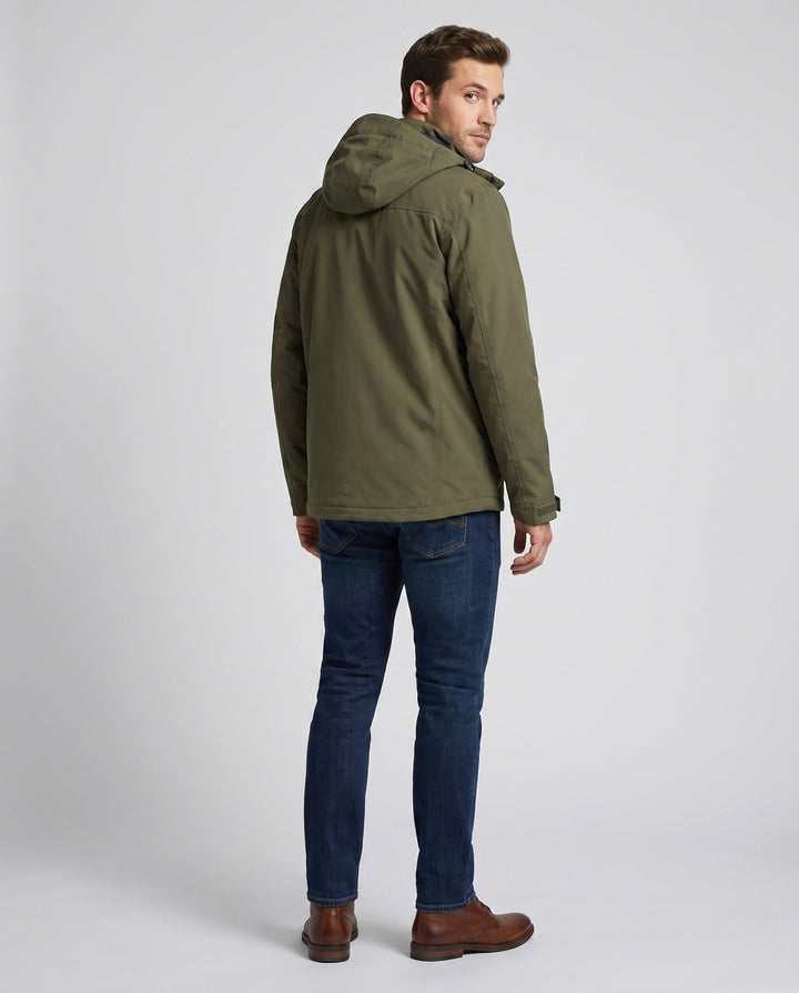 Men's Breathable Lightweight Outdoor Jacket with Hood, Mesh Inner Lining and Multiple Pockets Hudson & Parker