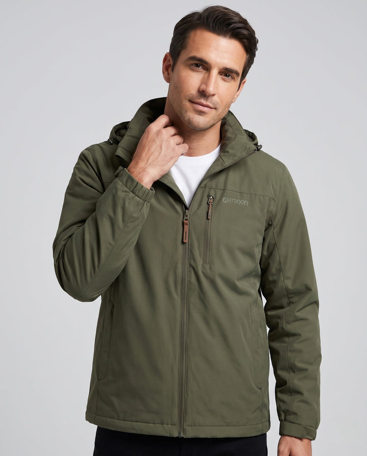 Men's Breathable Lightweight Outdoor Jacket with Hood, Mesh Inner Lining and Multiple Pockets Hudson & Parker