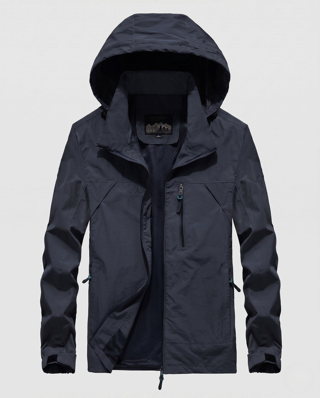 Men's Breathable Lightweight Outdoor Jacket with Hood, Mesh Inner Lining and Multiple Pockets Hudson & Parker