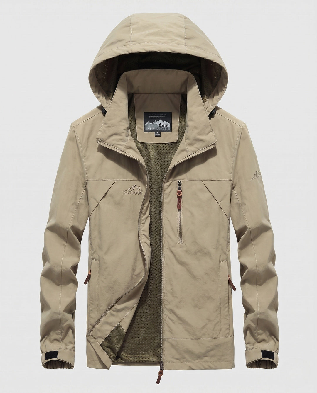 Men's Breathable Lightweight Outdoor Jacket with Hood, Mesh Inner Lining and Multiple Pockets Hudson & Parker