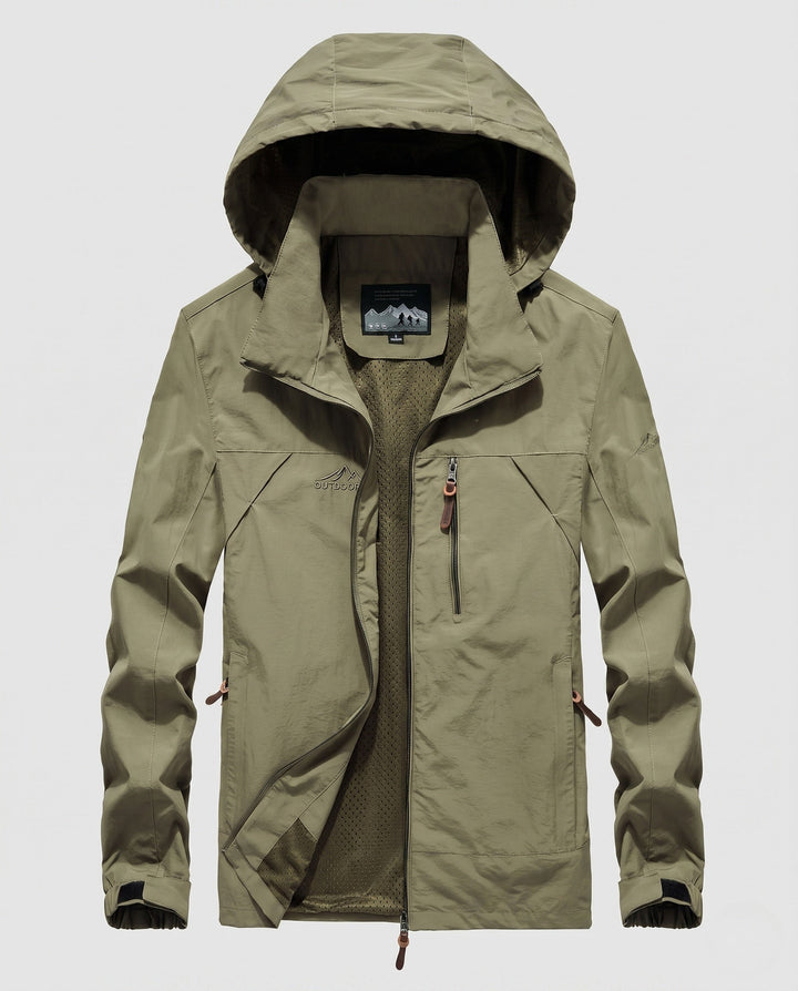 Men's Breathable Lightweight Outdoor Jacket with Hood, Mesh Inner Lining and Multiple Pockets Hudson & Parker